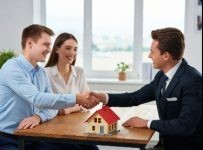 Handshake over a model house